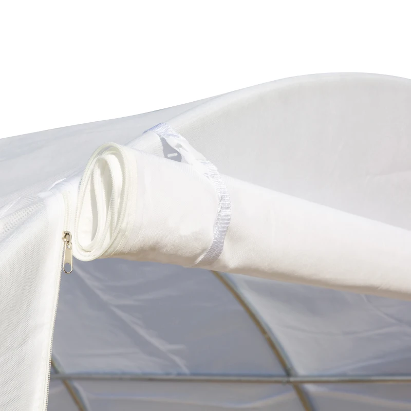 Outsunny 116" x 116" x 78" Large Walk-in Double Cover Polytunnel Greenhouse Outdoor w/ Roll-Up Zipper Doors and Windows Grow Plants, Seedlings, Herbs, or Flowers In Any Season-Gardening