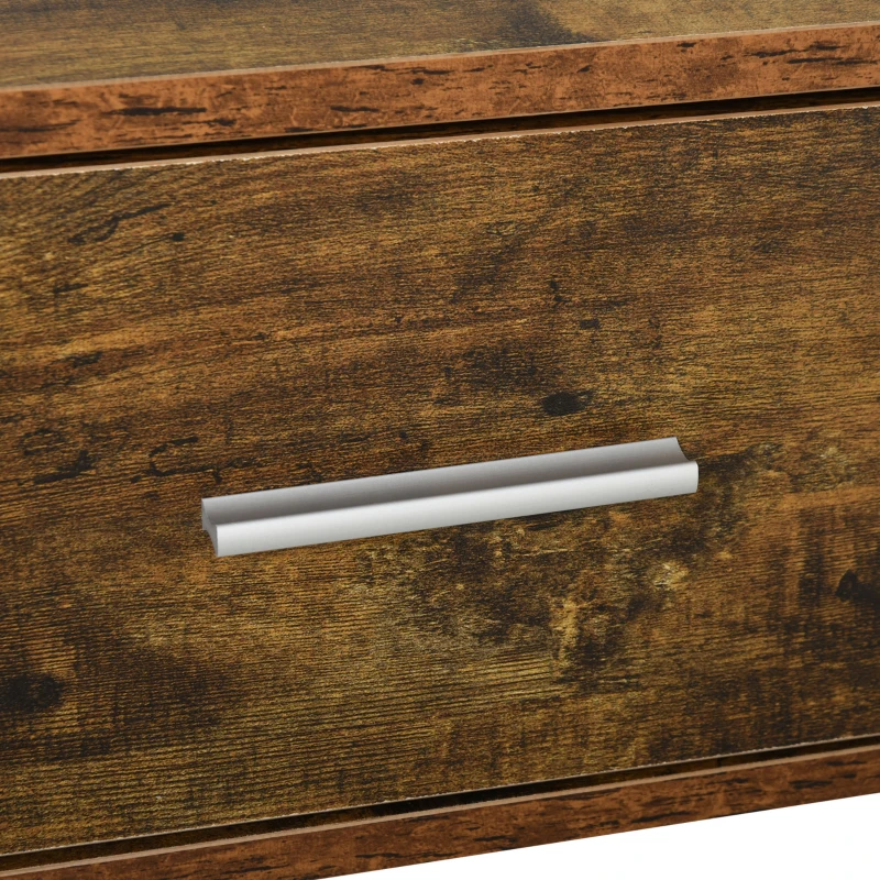 HOMCOM Retro Coffee Table with Storage Shelf and Drawer for Living Room, Vintage Wooden Sofa Side Table, Rustic Brown