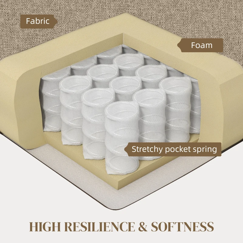 HOMCOM Fabric Accent Chair, Modern Armchair with Seat Cushion and Non-Slip Pads for Living Room, Bedroom, Light Brown