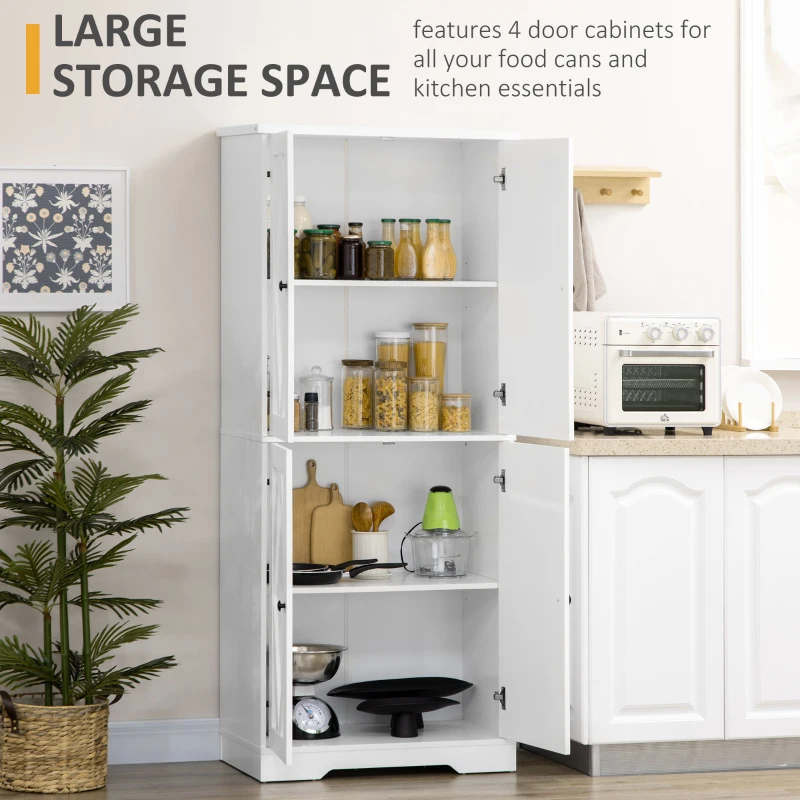 HOMCOM Farmhouse Tall Kitchen Pantry Storage Cabinet, Freestanding Cabinets with Doors and Shelves Kitchen Shelf Storage