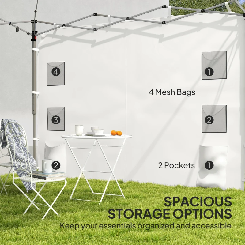Outsunny Instant Canopy Sidewall with 4 Storage Bag for 10 x 10 ft Straight Leg Pop Up Canopies, 1 Pack Sidewall Only, White