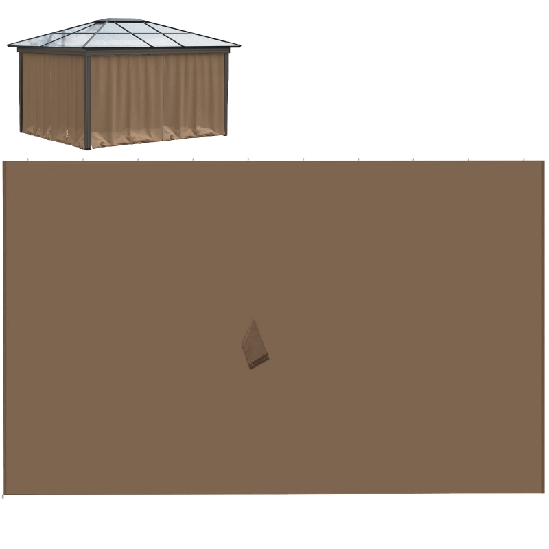 Outsunny 9.84' x 9.84' Gazebo Sidewall Set with Hooks/C-Rings, Brown