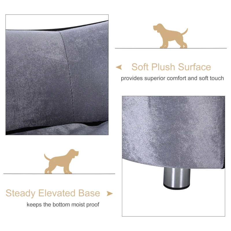 PawHut Pet Sofa Bed Dog Cat Cozy Puppy House Couch Furniture with Removable Cushion, Light Grey