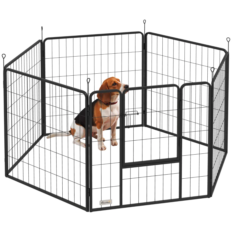 PawHut Heavy Duty Dog Playpen with Door for Medium Dogs, 6 Panels, 31.5"H
