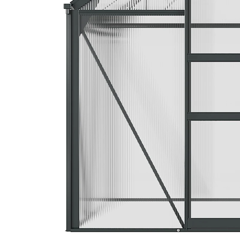Outsunny Polycarbonate Greenhouse, Heavy Duty Outdoor Aluminum Walk-in Green House Kit Vent Door, 6.2'x6.2'x6.6' Gray