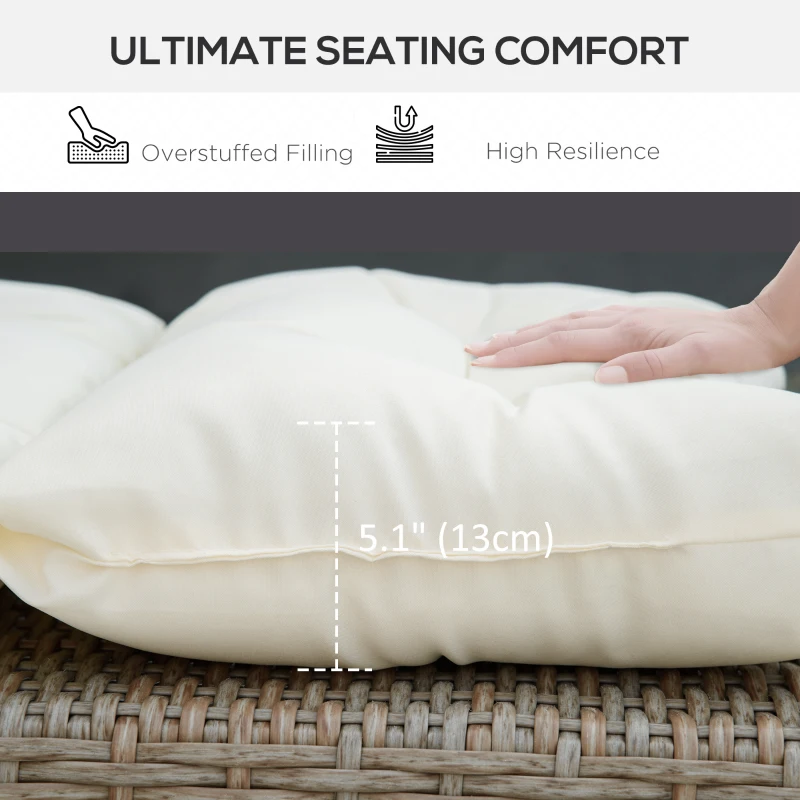 Outsunny 5" Thick Patio Chaise Lounge Lounge Chair Cushion with Backrest, Soft Cotton Padded for Indoor Outdoor Use, Cream White