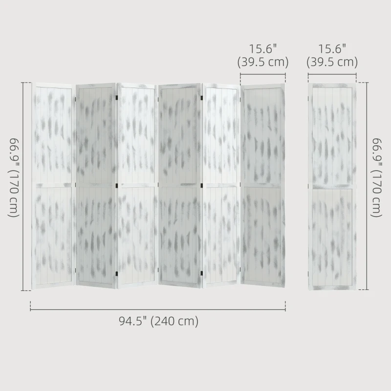 HOMCOM Screen Divider Room Divider Screen with Foldable Design for Indoor Bedroom Office 5.5' Rustic White