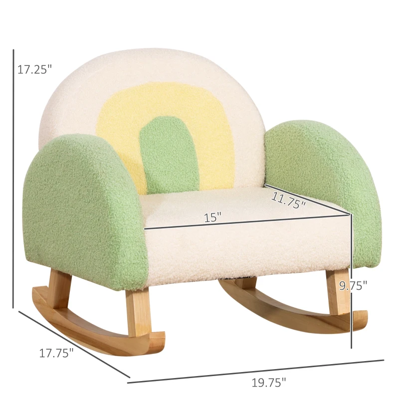 Qaba Kids Sofa, Rocking Toddle Sofa Chair, Gift for 18-36 months, Green
