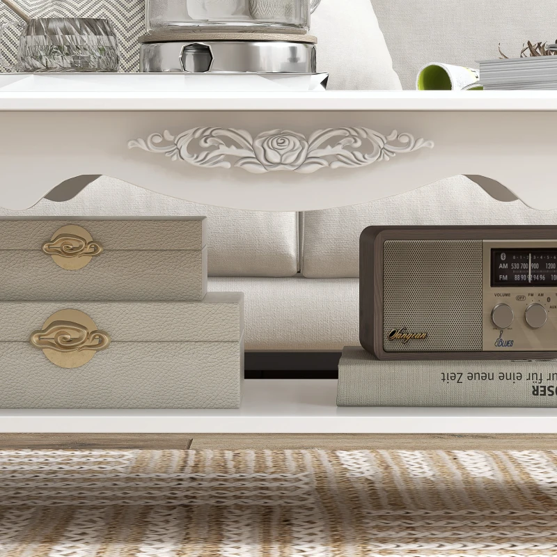 HomCom 37" 2-Tier Water Resistant Wooden Country Cottage Style Accent Coffee Table