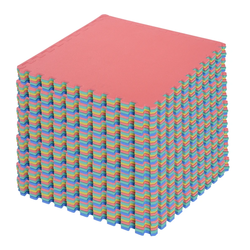 HOMCOM 54pcs EVA Foam Interlocking Tiles Exercise Gym Mat Non-Skid 209sq.ft Multi-Color