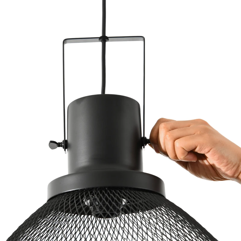 HOMCOM Industrial Pendant Light Fixtures with Adjustable Hanging Chain, Black