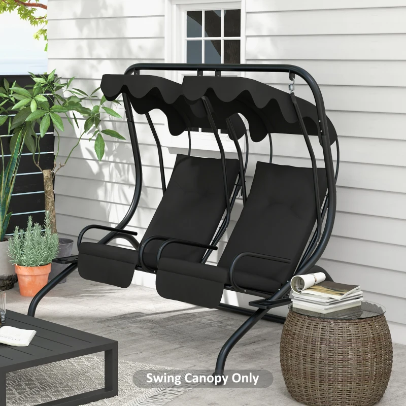 Outsunny 84A-052 Series 2-Seater Swing Canopy Replacement Top Cover, Black
