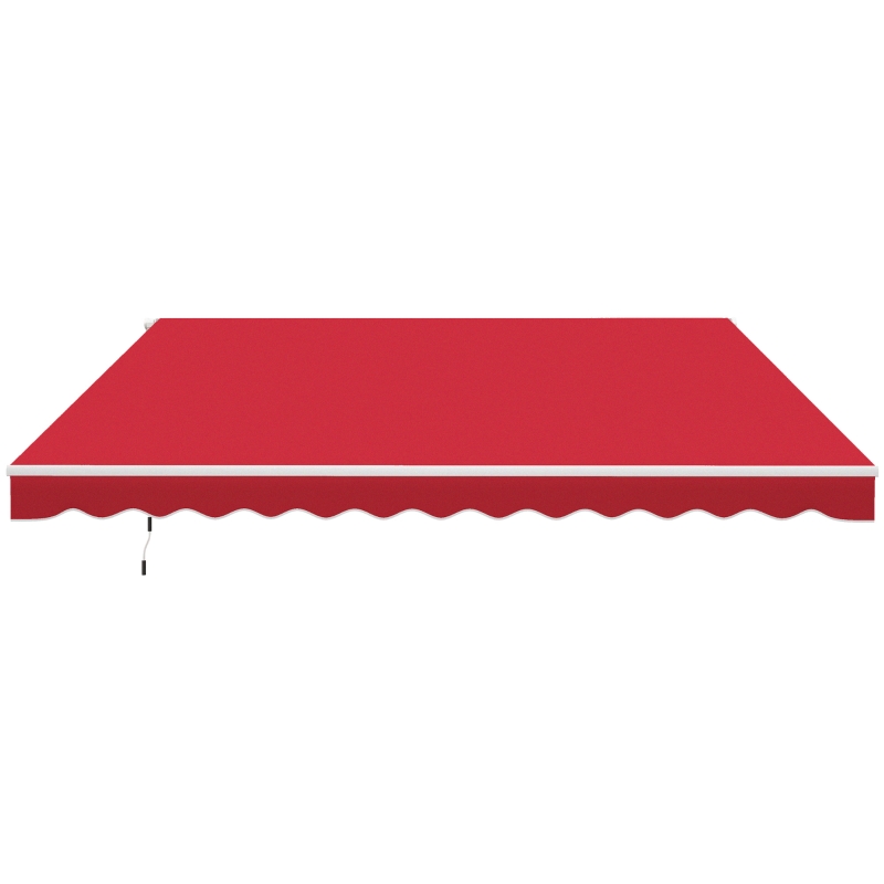 Outsunny 12' x 10' Retractable Awning Patio UV Resistant Fabric and Aluminum Frame for Deck, Balcony, Yard, Wine Red
