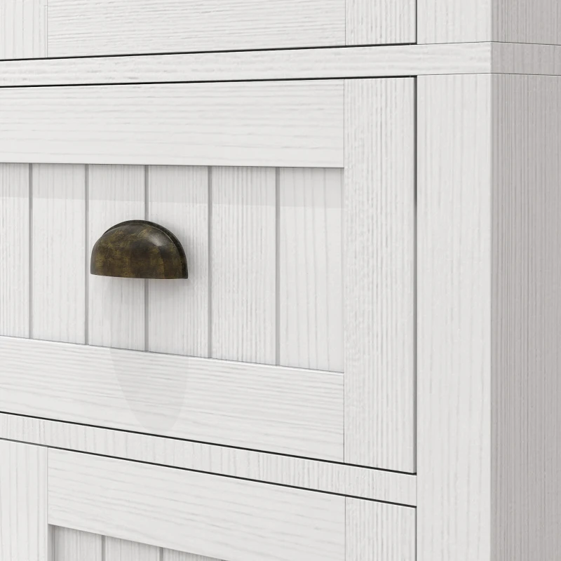 HOMCOM 72" Kitchen Cabinet, Kitchen Pantry Cabinet with 4 Doors, 2 Adjustable Shelves and Drawer, Distressed White