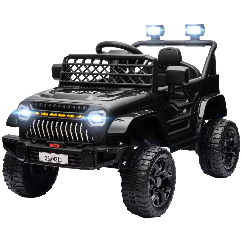 Qaba 12V Ride on Truck, Electric Car for Kids with Remote Control, Suspension, 3 Speeds, USB Music Headlights, Black