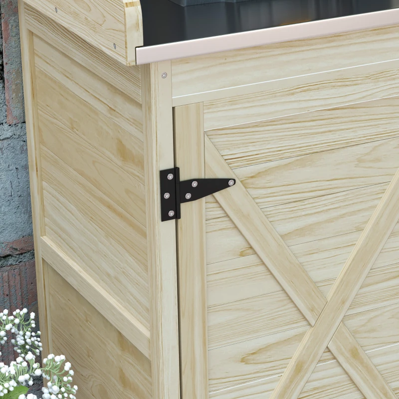 Outsunny Wooden Potting Bench with Storage, Sink, Water Tap for Backyard, Patio, Balcony, Natural