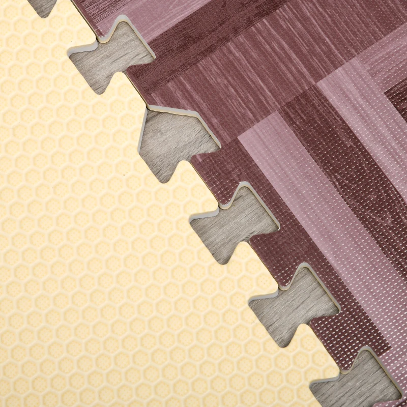 HOMCOM Soft Wood Grain EVA Foam Interlocking Floor Mats 72 Square Feet Exercise Workout Mat Kid Play Mat 18pcs