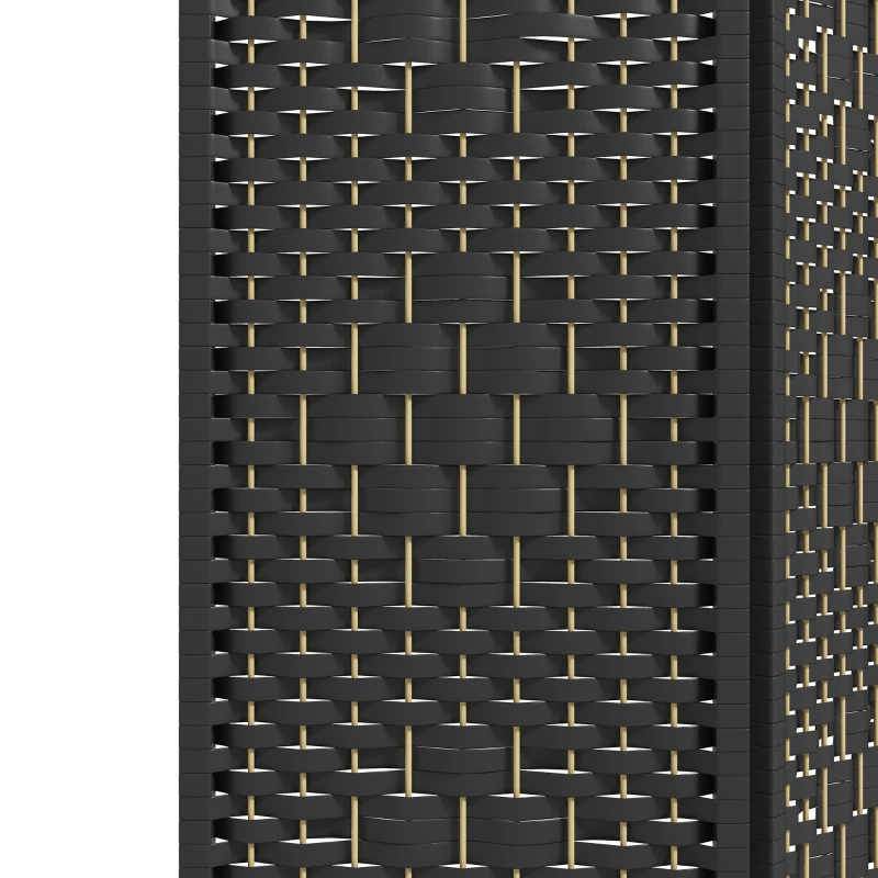 HOMCOM 3 Panel Folding Room Divider Portable Privacy Screen Wave Fiber Room Partition for Home Office Black