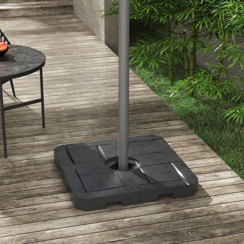 Outsunny 4PCs Patio Umbrella Base, Water or Sand Filled Cantilever Umbrella Weights for Cross Base with Handles, HDPE