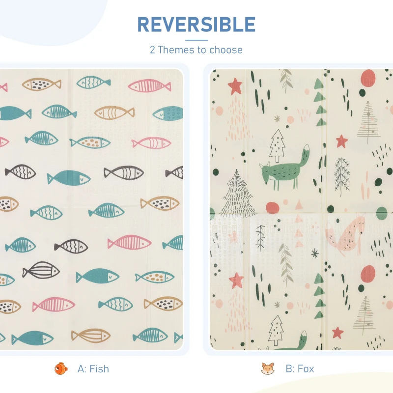 Qaba Foldable Baby Play Mat Educational Reversible XPE Floor Mat Heat-Insulating Crawling Toddler Foam Mat Portable Picnic Carpet Exercise Workout Mat for Indoor & Outdoor 79" x 59"