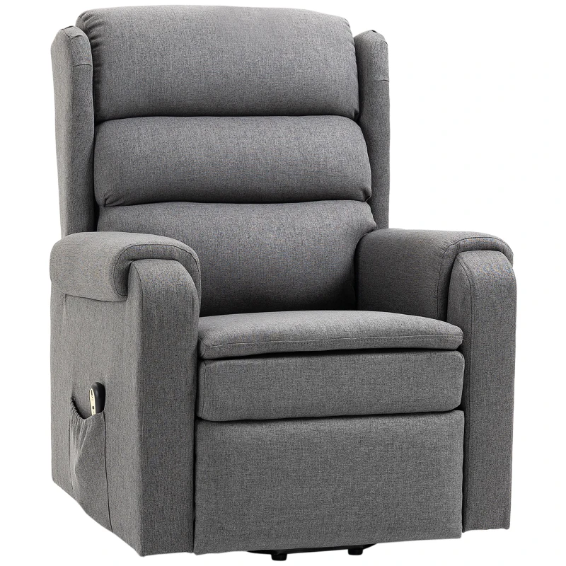 HOMCOM Lift Chair for Elderly, Power Chair Recliner with Footrest, Remote Control, Side Pockets for Living Room, Grey