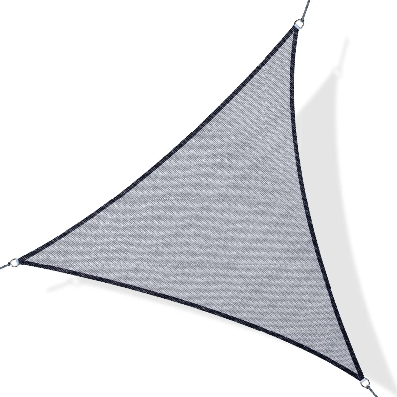Outsunny Triangle 12' Canopy Sun Sail Shade Garden Cover UV Protector Outdoor Patio Lawn Shelter with Carrying Bag, Grey