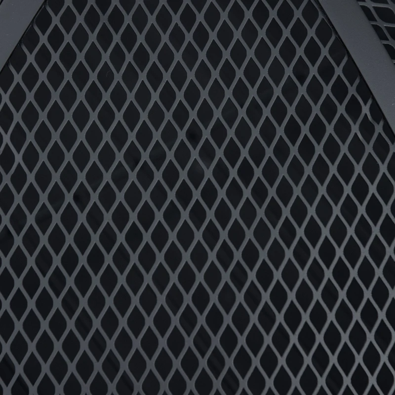 Outsunny 29.1in Outdoor Fire Pit with Screen Cover and Storage Shelf, Wood Burning Fire Bowl with Poker for Patio, Backyard, Black