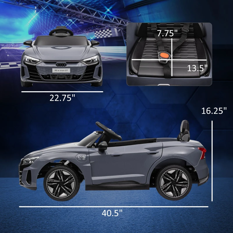 Aosom 12V Licensed Audi RS E-tron GT Kids Ride on Car with Remote Control, Suspension, Horn, Music, Lights, Gray