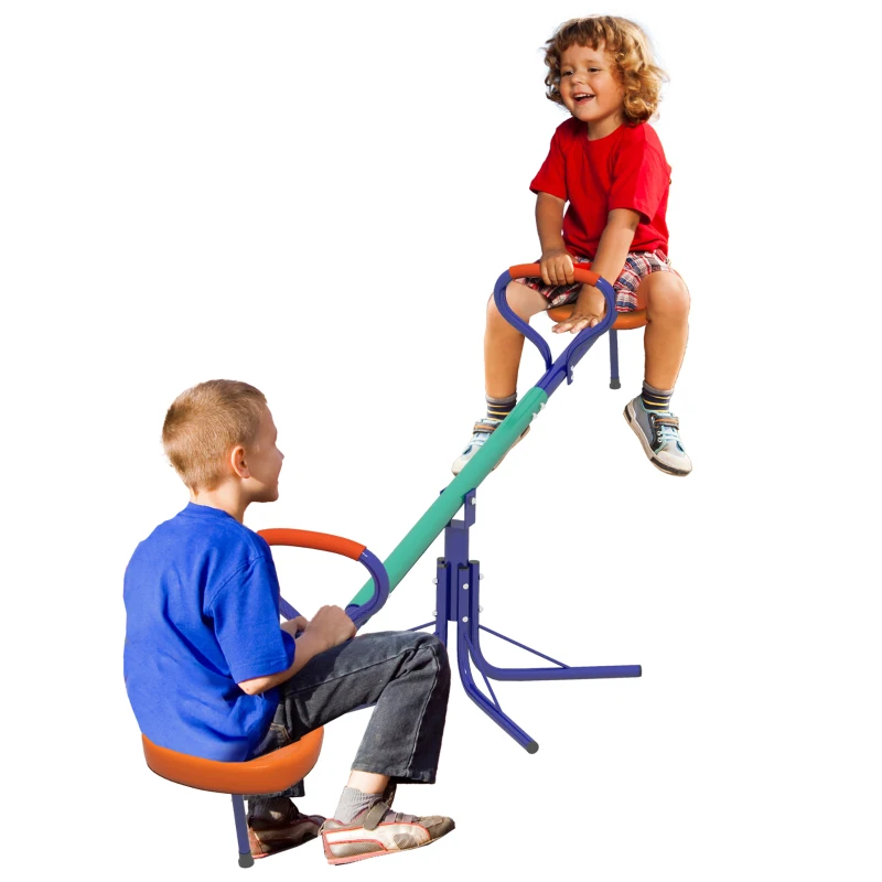 Outsunny Kids Seesaw Swivel with 360 Degrees Rotating, Outdoor Playground Equipment for Backyard, Playground, Multicoloured