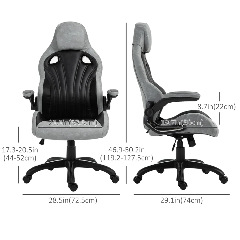 Vinsetto High-Back Gaming Office Chair Swivel Racing Computer Chair with Flip-up Armrests and Adjustable Height