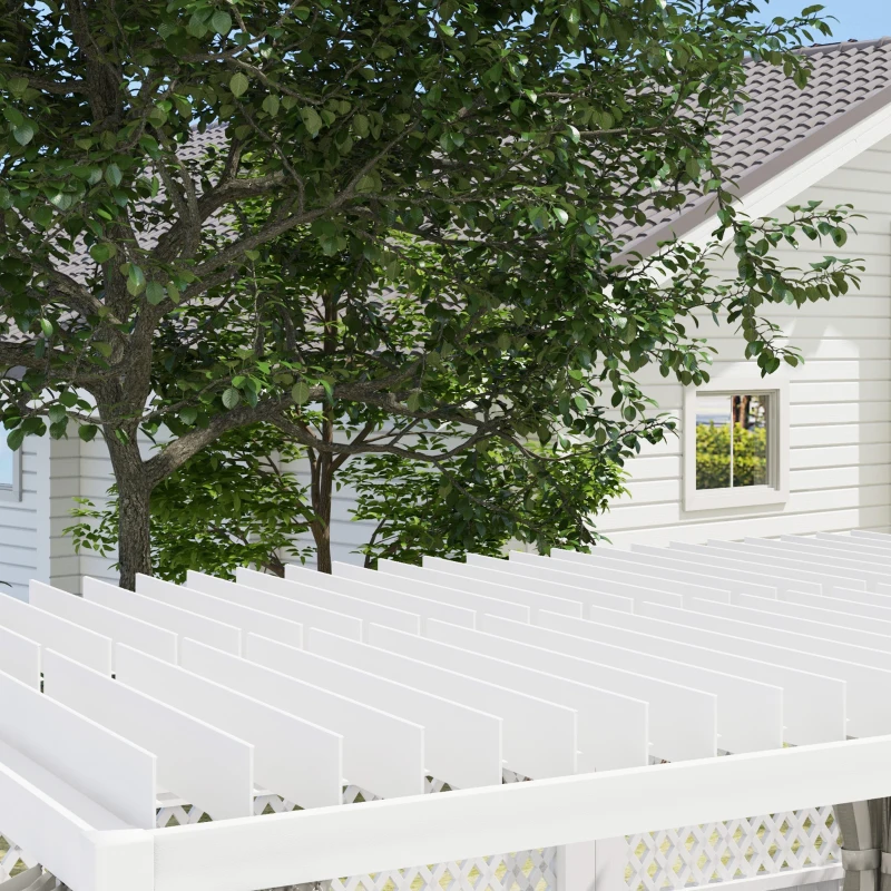 Outsunny 10' x 13' Outdoor Retractable Pergola w/ Sun Shade Aluminum Louvered Top, Pergola w/ Canopy, Curtains, Netting, Cream