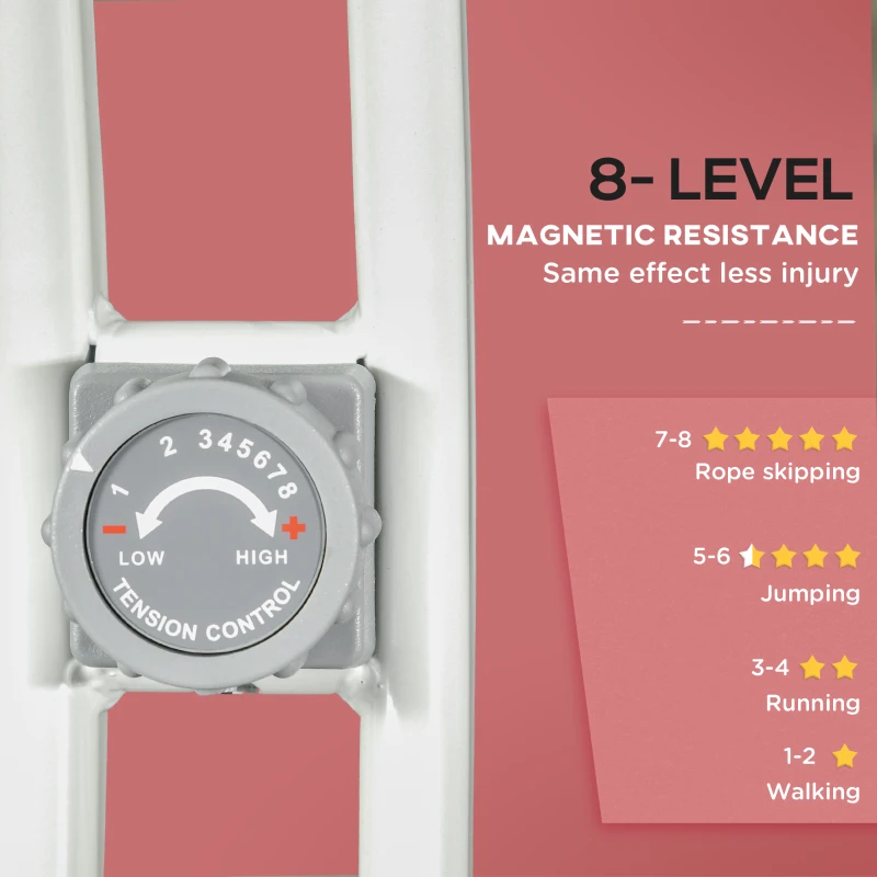 Soozier Foldable Magnetic Exercise Bike Indoor Stationary Upright Fitness Cycling Bike, 8 Level Quiet Magnetic Resistance, Pink