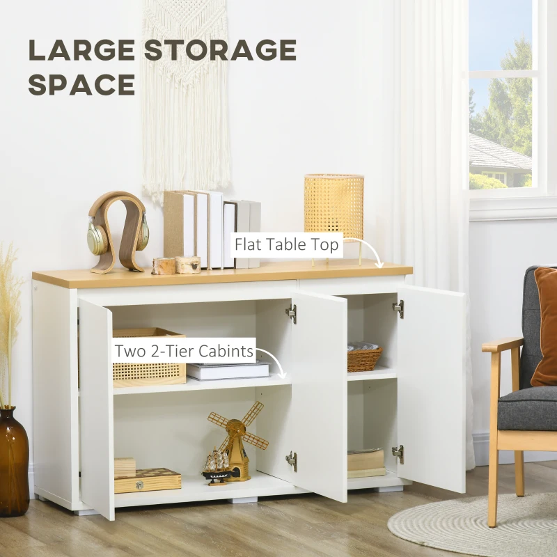 HOMCOM Sideboard Cabinet, Buffet Table with 3 Doors and Adjustable Shelves for Living Room, Entryway, White