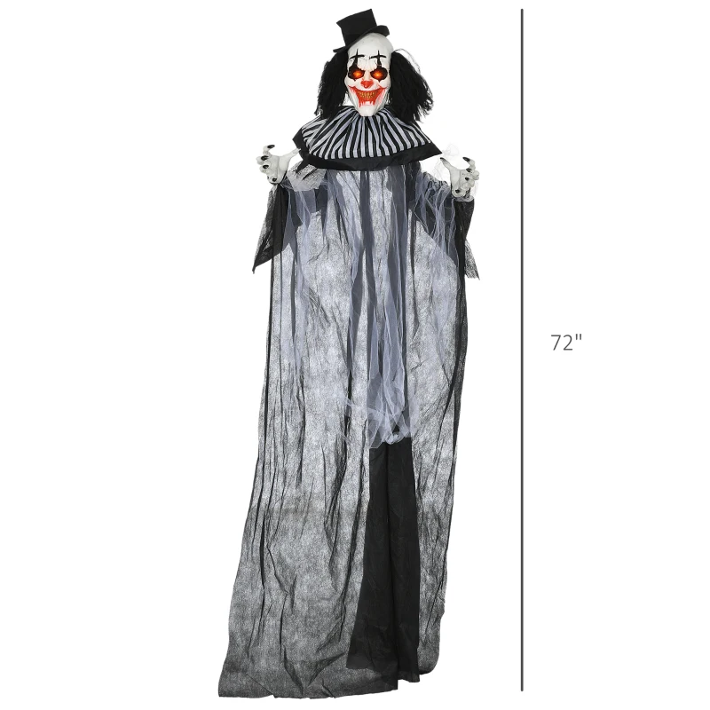 HOMCOM Classic Black and White Striped Clown Outdoor Halloween Decoration