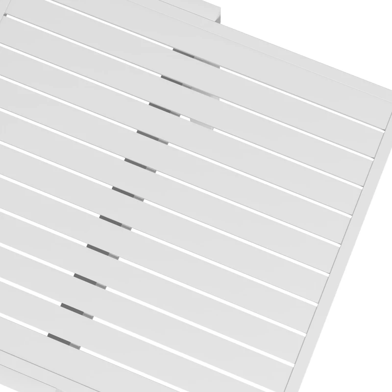 Outsunny Expandable Patio Table, Outdoor Dining Table for 4-6 with Aluminum Frame for Garden, Lawn, Balcony Terrace, White