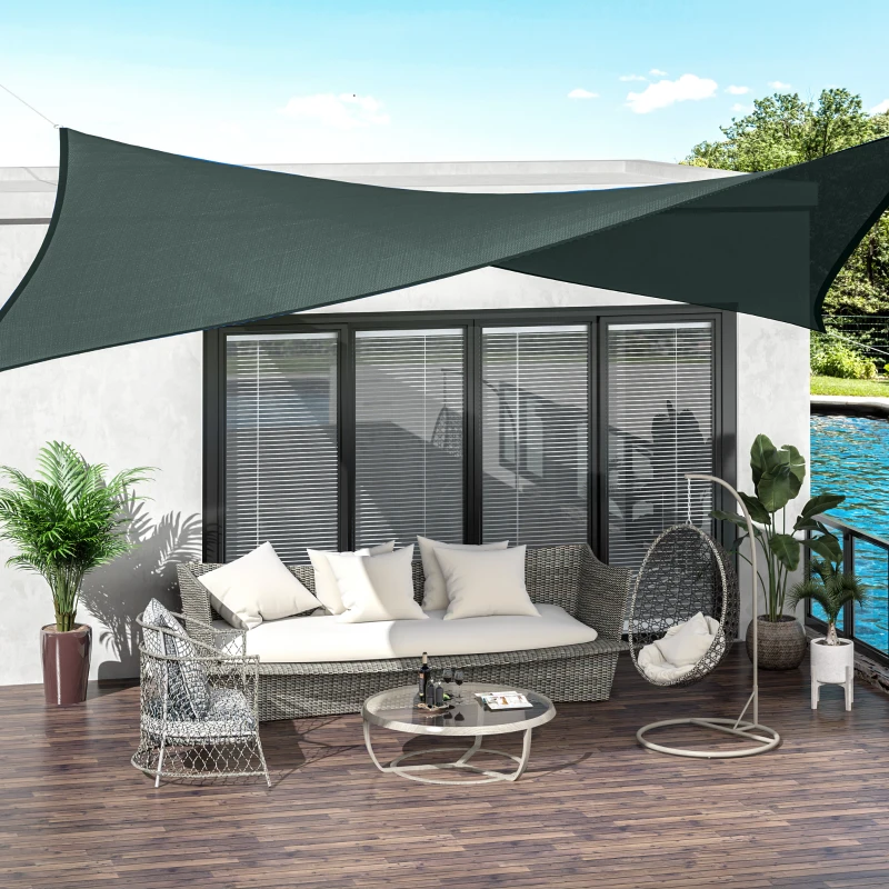 Outsunny 16' x 20' Sun Shade Sail Canopy Outdoor Shade Sail Cloth for Patio Deck Yard with D-Rings and Rope Included, Green