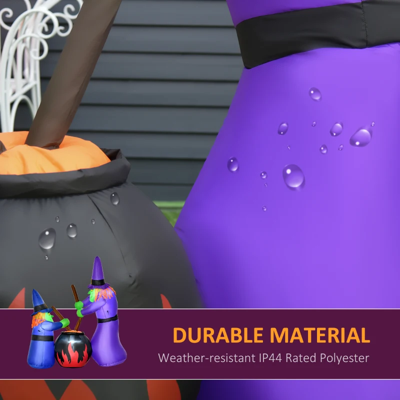 HOMCOM Outdoor Yard Colorful 5.5ft Blow Up Inflatable Halloween Two Old Witch and Magical Potions Decoration with LED for Indoor Outdoor House Party Display