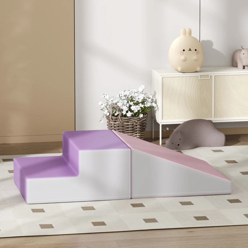 Soozier 2-Piece Climb and Crawl Activity Soft Play Set, for Toddler Preschooler Babies Indoor, Purple