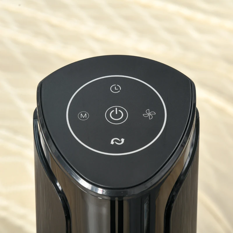 HOMCOM Freestanding Tower Fan Cooling for Home Bedroom with 3 Speed, 12h Timer, Oscillating, Tilt, LED Panel, Remote Controller, Black