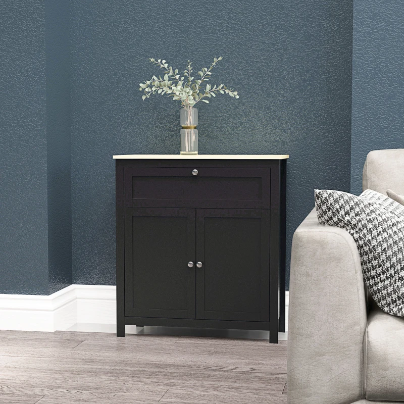 HOMCOM Sideboard Cabinet, Buffet Table with Drawer, Double Door Cupboard and Adjustable Shelf for Living Room, Entryway, Black