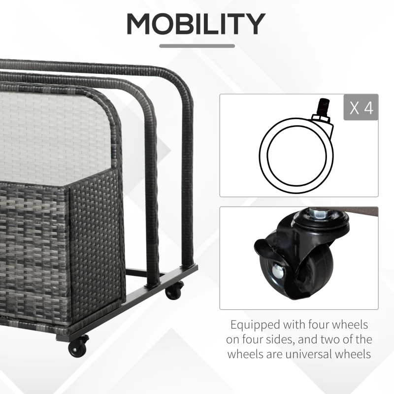 Outsunny Rolling Rattan Pool Cart