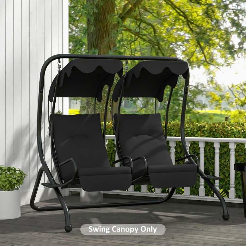Outsunny 84A-052 Series 2-Seater Swing Canopy Replacement Top Cover, Black
