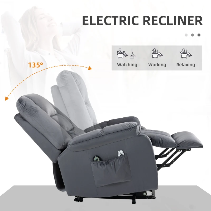 HOMCOM Vibration Massage Lift Recliner Chair with Heat, Gray