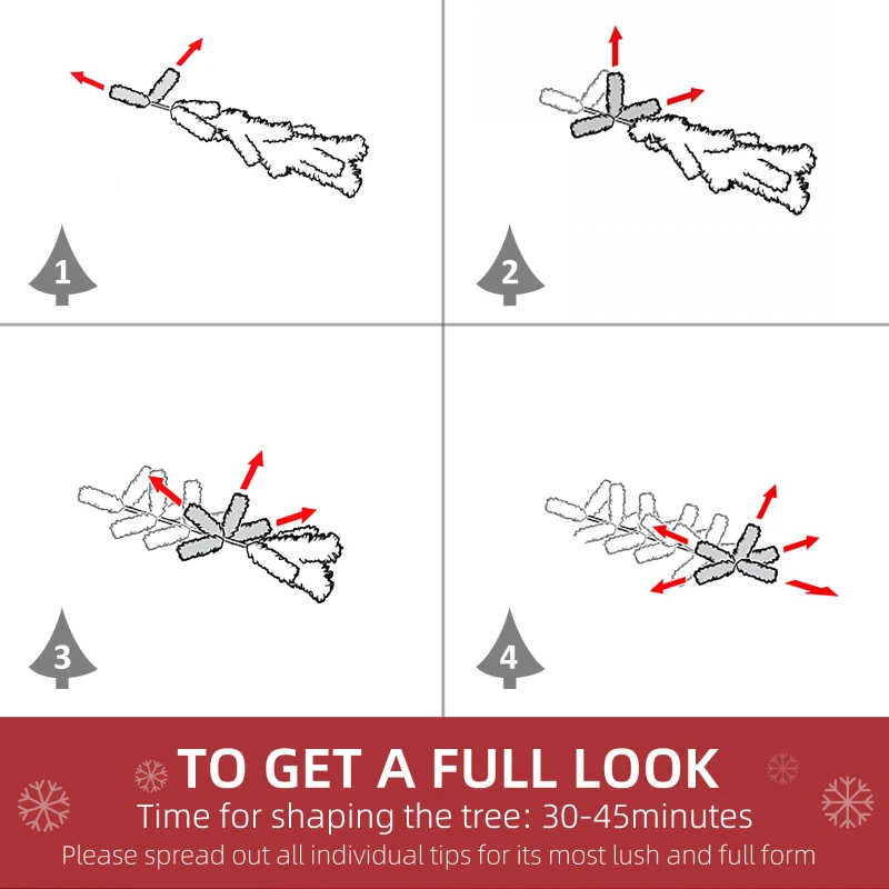 HOMCOM 7.5' Tall Unlit Snow Flocked Pine Artificial Christmas Tree with Realistic Branches, Green