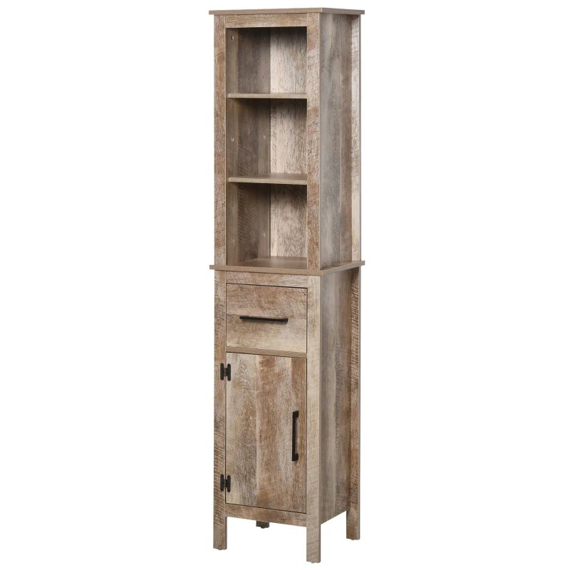 kleankin Freestanding Bathroom Storage Cabinet Slimline Unit w/ Adjustable Shelves Drawer