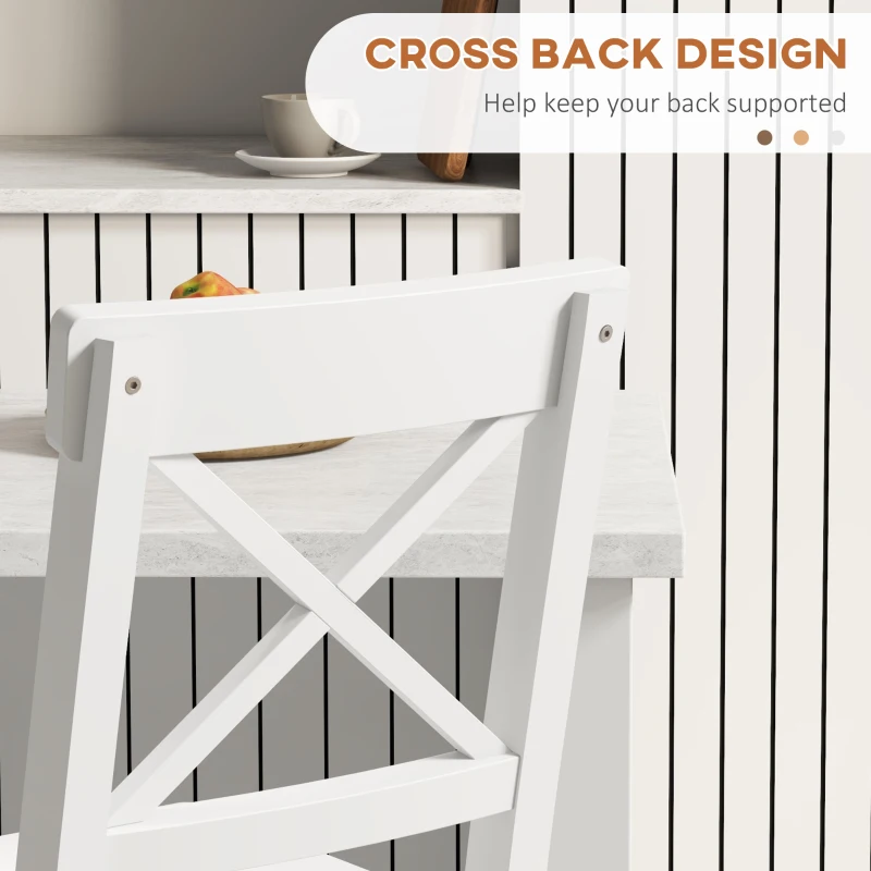 HOMCOM Counter Height Stools Set of 2, Farmhouse Bar Stools with Backs, Solid Wood Counter Stools for Kitchen Island White