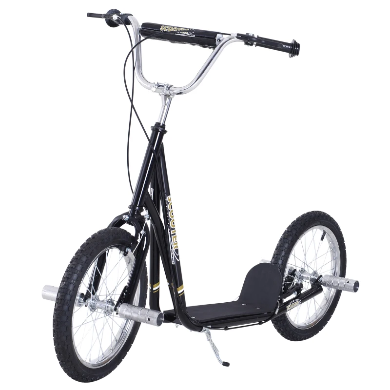HOMCOM Youth Scooter Teen Kick Scooter Kids Children Stunt Scooter Bike Bicycle Ride On 16" Inflatable Wheels Black