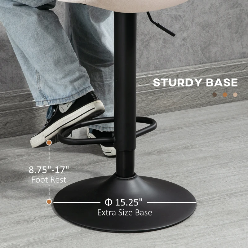 HOMCOM Adjustable Bar Stools, Swivel Bar Height Chairs Barstools Padded with Back for Kitchen, Counter, and Home Bar, Set of 4, Cream White