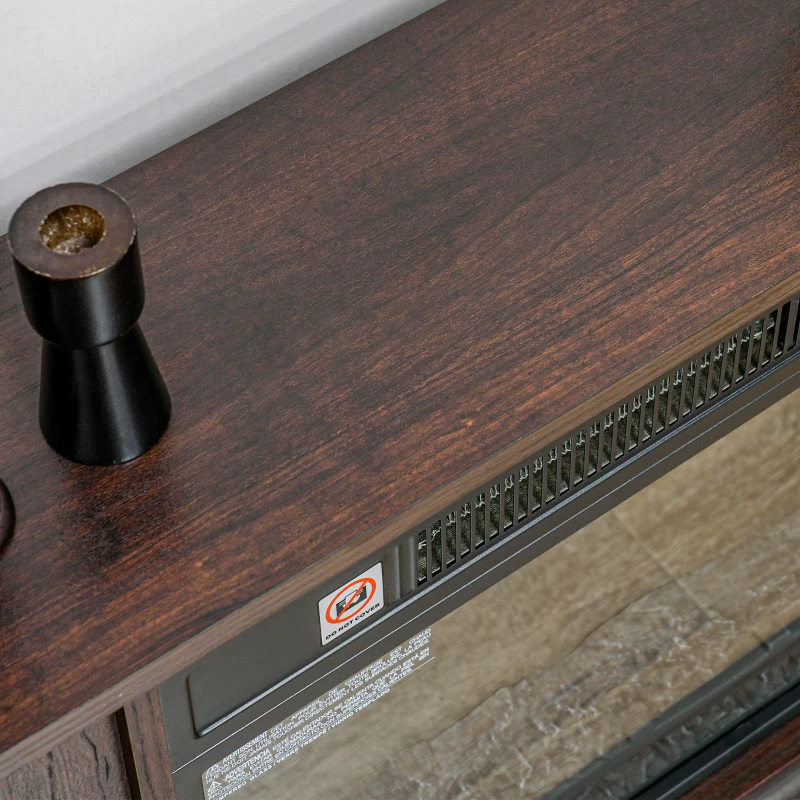 HOMCOM 26" Freestanding Electric Fireplace with Mantel, 1400W Replaceable Fireplace Insert Heater with 3D Flame Effect, Brown