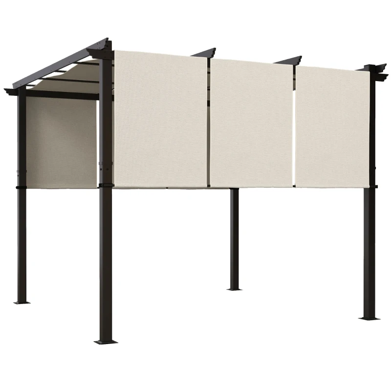 Outsunny 10' x 10' Metal Pergola, Outdoor Pergola with Retractable Canopy, for Garden, Patio, Backyard, Deck